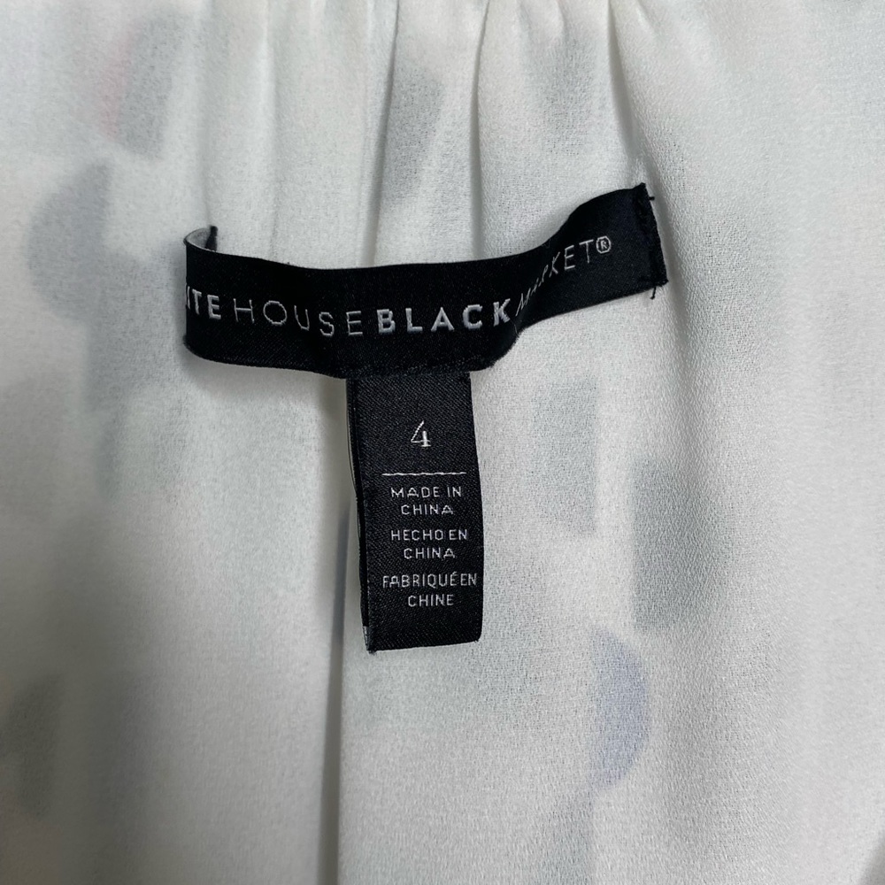 White House Black Market Semi-Sheer Dot Print Ruffle Top women’s size 4 - Picture 6 of 9